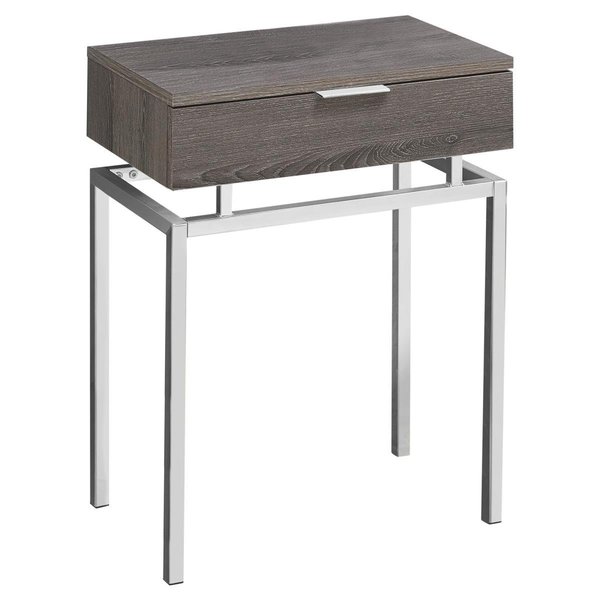 Daphnes Dinnette 24 in. Dark Taupe & Chrome Metal Accent Table DA2618165